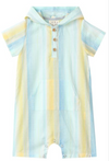 NEWLYN LEMON/BLUE Stripe Hooded Woven Romper