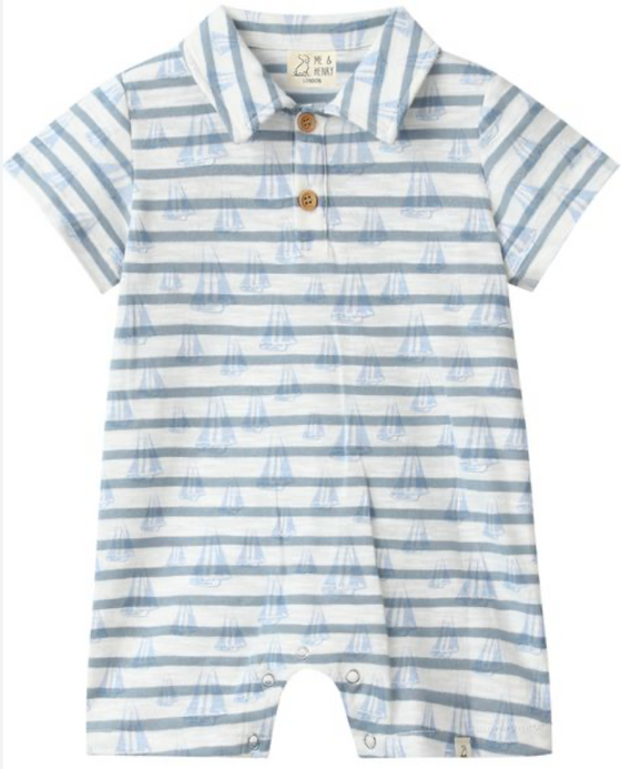 DRAFT SAILBOATS PRINTED JERSEY ROMPER