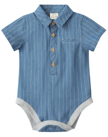  DARK CHAMBRAY STRIPE HELFORD WOVEN ONESIE