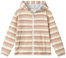  CORNWALL BEIGE MULTI STRIPE Terry Towelling  Zip-Up