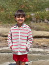 CORNWALL RED MULTI STRIPE Terry Towelling  Zip-Up