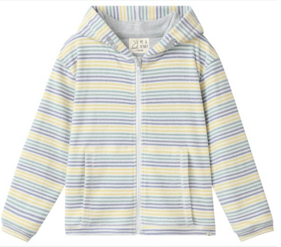 CORNWALL GREY MULTI STRIPE Terry Towelling Zip-Up