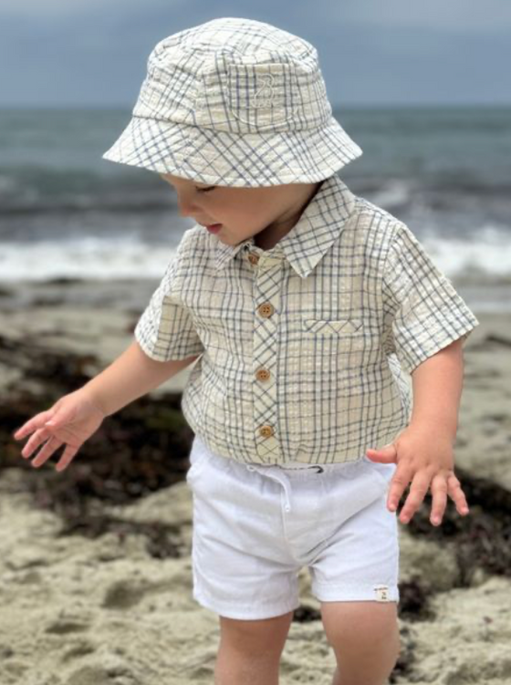 FISHERMAN Chambray/Cream Plaid Bucket Hat