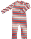 MASON Ribbed Red/blue/Beige Henley Romper