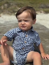 NAVY/WHITE PLAID HELFORD WOVEN ONESIE