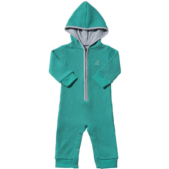 Turquoise BLAINE Hooded Knit Romper