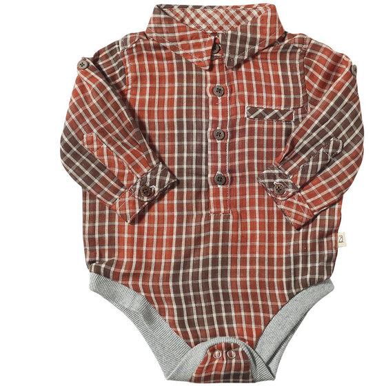 Rust Plaid JASPER Woven Onesie