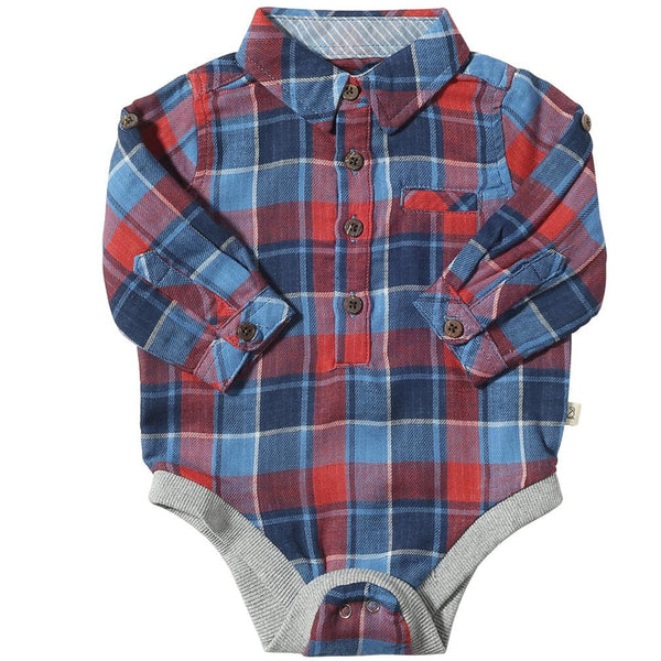 JASPER China/Rust Plaid Woven Onesie – Me & Henry