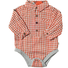  Pumpkin Micro Plaid JASPER Woven Onesie