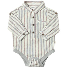  Blue/Cream Stripe JASPER Woven Onesie