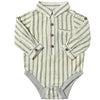 Green/Cream Stripe JASPER Woven Onesie