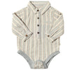 Grey/Cream Stripe JASPER Woven Onesie