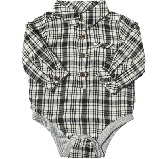 Black/White Plaid JASPER Woven Onesie