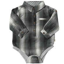  Charcoal/Black Plaid JASPER Woven Onesie