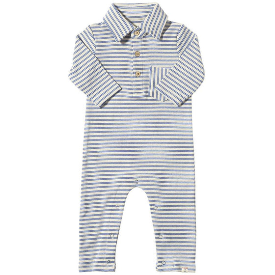 Royal/Grey Double Stripe KINGSTON Polo Romper