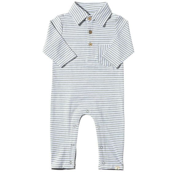 Grey/White Stripe KINGSTON Polo Romper