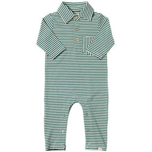  KINGSTON Dark Green/White Stripe Polo Romper