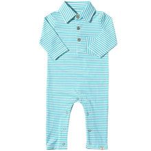  Turquoise/White Stripe KINGSTON Polo Romper