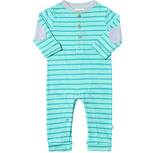  Turquoise/Teal Stripe NIOTA Henley Romper