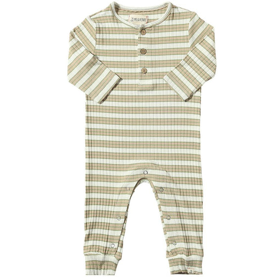 Taupe/Cream Stripe MASON Rib Romper