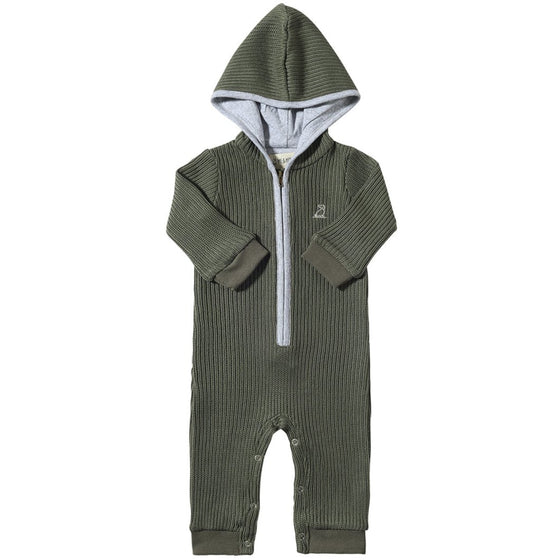 BLAINE Green Hooded Knit Romper