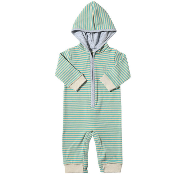 Turquoise/Beige Cosy BLAINE Hooded Romper