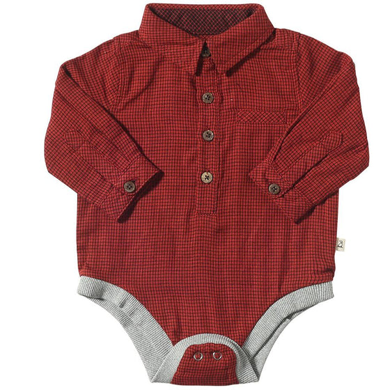 JASPER Rust Micro Plaid Woven Onesie