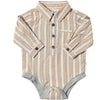 JASPER Beige/White Stripe Woven Onesie