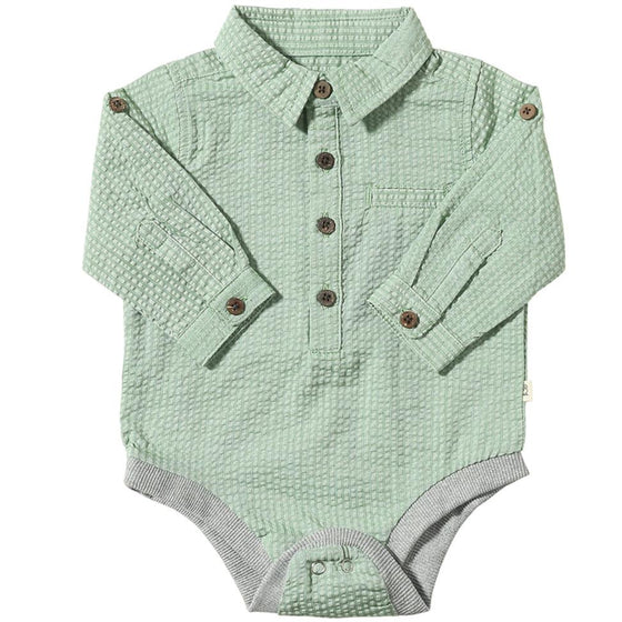 Green JASPER Seersucker Woven Onesie