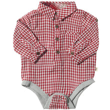  Red Micro Plaid JASPER Woven Onesie