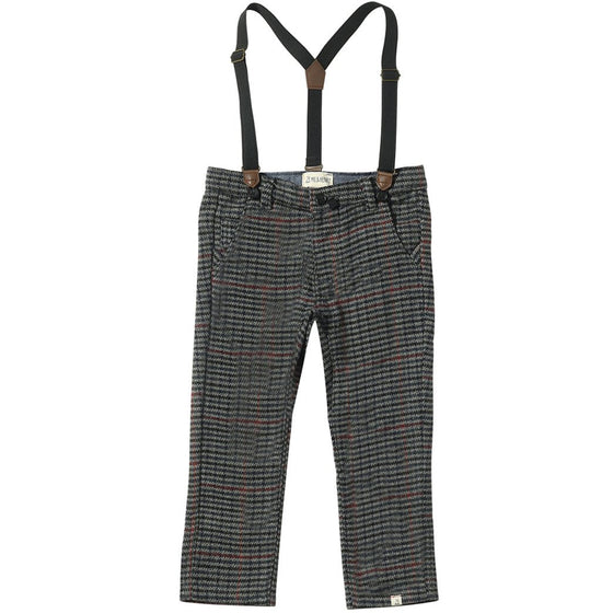 Black Chunk Houndstooth MARCUS Pants with Suspenders