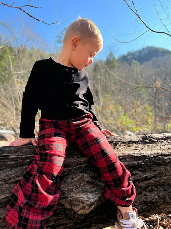 Red Plaid Boys Green Plaid Pajama Pants Boys Elk Plaid Pajama Set