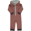 Pumpkin/Brown Pique Stripe BLAINE Hooded romper