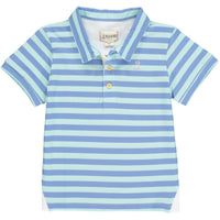 Royal blue/blue striped pique Polo