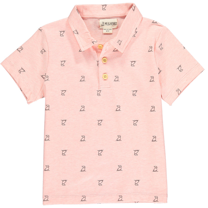 Salmon Henry dog print Polo