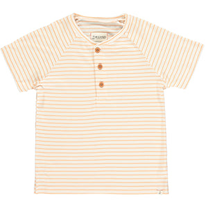 Cream/apricot stripe short sleeved henley tee