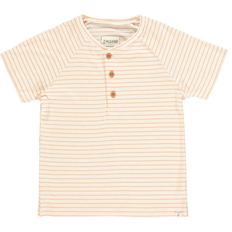 Cream/apricot stripe short sleeved henley tee