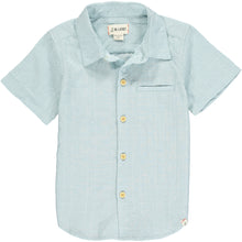  Mens Newport Woven Shirt pale blue grid