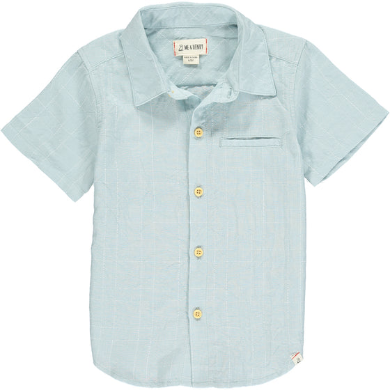 Mens Newport Woven Shirt pale blue grid