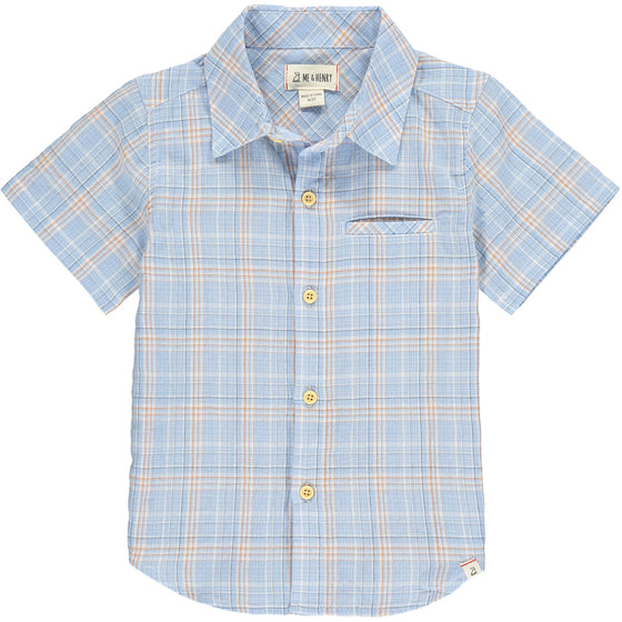 Mens Newport Woven Shirt blue/orange plaid