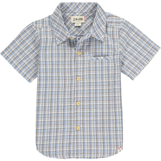 Mens Newport Woven Shirt grey/navy stripe