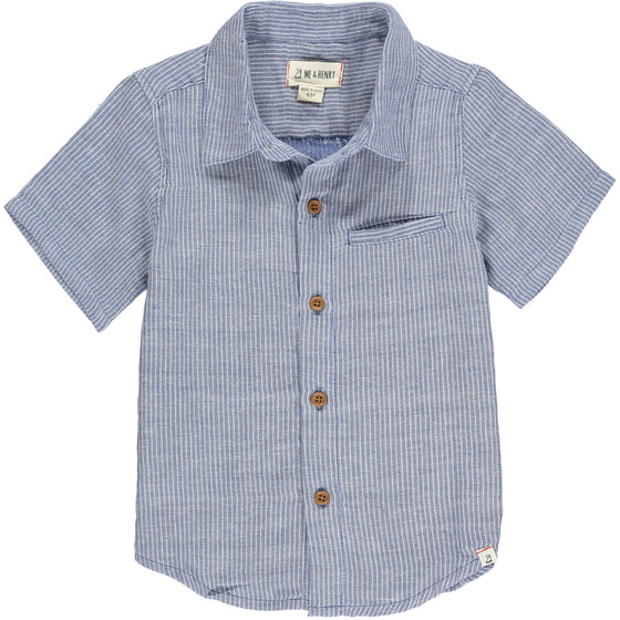 Mens Newport Woven Shirt navy/white stripe