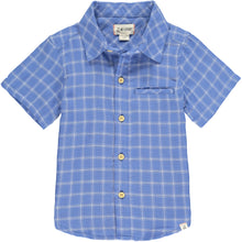  MENS Blue/white plaid short sleeved shirt