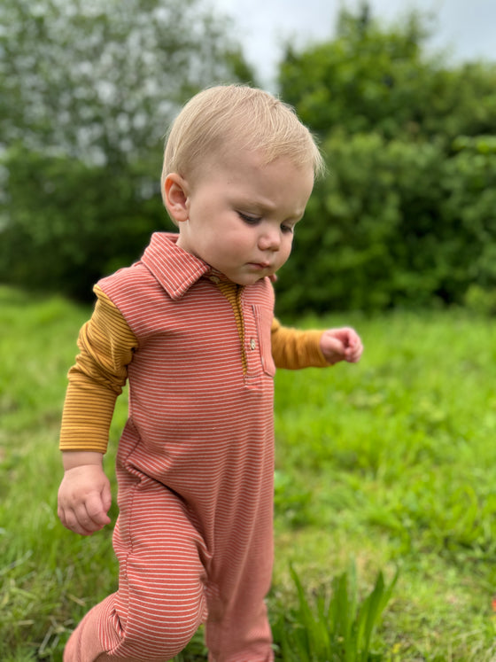 ARLINGTON Pumpkin/Gold Arms Cosy Polo Romper