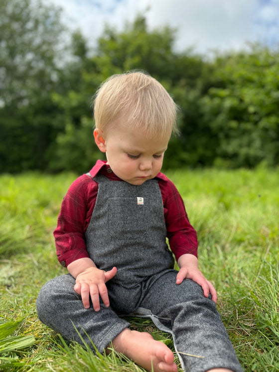 JASPER Red/Black Plaid Woven Onesie