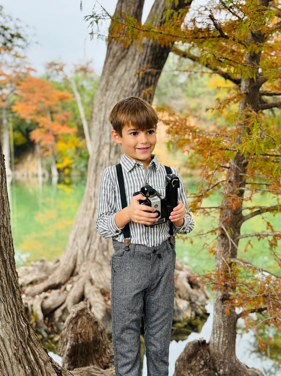 Black Chunk Houndstooth MARCUS Pants with Suspenders