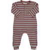 Grey/Burgundy Stripe Rib Romper