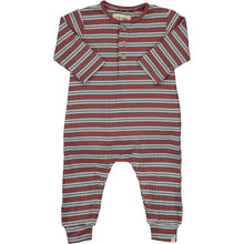  Grey/Burgundy Stripe Rib Romper