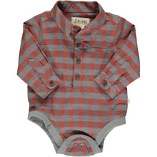  Grey/Rust Plaid Woven Onesie