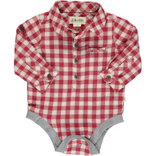  Red/cream plaid  woven onesie